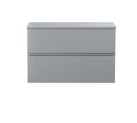 Mavesyn Contemporary 2 Drawer Wall Hung Vanity Unit with Worktop, Satin Grey, 800mm