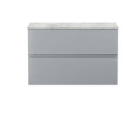 Balterley Mavesyn Contemporary 2 Drawer Wall Hung Vanity Unit With Laminate Worktop, Satin Grey, 805mm
