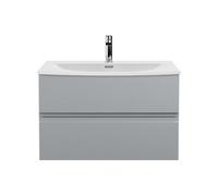 Balterley Mavesyn Contemporary 2 Drawer Wall Hung Vanity Unit With Curved Basin, Satin Grey, 800mm