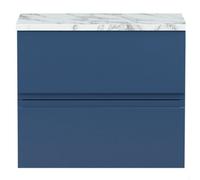 Balterley Mavesyn Contemporary 2 Drawer Wall Hung Vanity Unit With Laminate Worktop, Dark Blue, 600mm