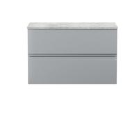 Mavesyn Contemporary 2 Drawer Wall Hung Vanity Unit with Laminate Worktop, Satin Grey, 805mm