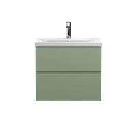Balterley Mavesyn Contemporary 2 Drawer Wall Hung Vanity Unit With Mid-Edge Basin, Satin Green, 600mm