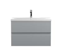 Balterley Mavesyn Contemporary 2 Drawer Wall Hung Vanity Unit With Mid-Edge Basin, Satin Grey, 800mm