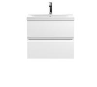 Balterley Mavesyn Contemporary 2 Drawer Wall Hung Vanity Unit With Mid-Edge Basin, Satin White, 600mm