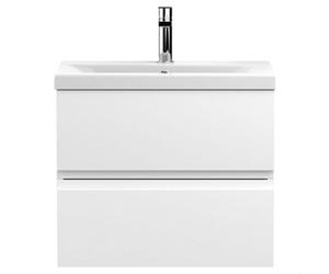 Balterley Mavesyn Contemporary 2 Drawer Wall Hung Vanity Unit With Mid-Edge Basin, Satin White, 600mm