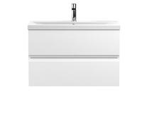 Balterley Mavesyn Contemporary 2 Drawer Wall Hung Vanity Unit With Mid-Edge Basin, Satin White, 800mm