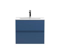 Balterley Mavesyn Contemporary 2 Drawer Wall Hung Vanity Unit With Minimalist Basin, Dark Blue, 600mm