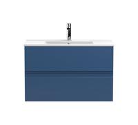 Balterley Mavesyn Contemporary 2 Drawer Wall Hung Vanity Unit With Minimalist Basin, Dark Blue, 800mm