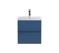Balterley Mavesyn Contemporary 2 Drawer Wall Hung Vanity Unit With Thin Edge Basin, Dark Blue, 500mm