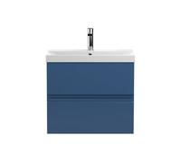 Balterley Mavesyn Contemporary 2 Drawer Wall Hung Vanity Unit With Thin Edge Basin, Dark Blue, 600mm