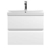Mavesyn Contemporary 2 Drawer Wall Hung Vanity Unit with Thin Edge Basin, Satin White, 600mm