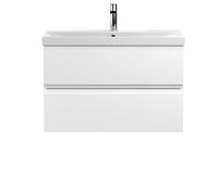 Balterley Mavesyn Contemporary 2 Drawer Wall Hung Vanity Unit With Thin Edge Basin, Satin White, 800mm