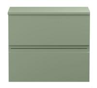 Mavesyn Contemporary 2 Drawer Wall Hung Vanity Unit with Worktop, Satin Green, 600mm