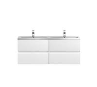 Mavesyn Contemporary 4 Drawer Wall Hung Vanity Unit with Basin, Satin White, 1200mm