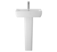 Balterley Meaford 1 Tap Hole Ceramic Basin & Full Pedestal, Soft Square Bathroom