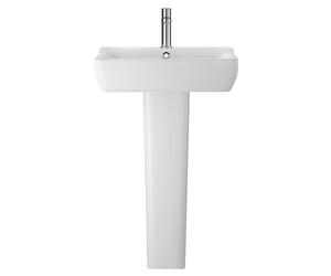 Balterley Meaford 1 Tap Hole Ceramic Basin & Full Pedestal, Soft Square Bathroom Sink, 550mm