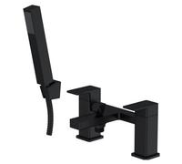 Balterley Milldale Square Bath Shower Mixer Tap With Shower Kit, Dual Levers - Matt Black Finish