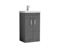Balterley Millwich 2 Door Vanity Basin Unit, Anthracite Woodgrain, 500mm in Grey Balterley Grey