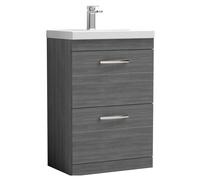 Balterley Millwich 2 Drawer Unit with Thin Edge, Anthracite Woodgrain, 600mm in Grey Balterley Grey