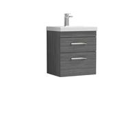 Balterley Millwich 2 Drawer Vanity Basin Unit, Anthracite Woodgrain, 500mm in Grey Balterley Grey