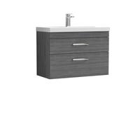 Balterley Millwich 2 Drawer Vanity Basin Unit, Anthracite Woodgrain, 800mm in Grey Balterley Grey