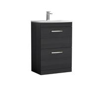 Balterley Millwich 2 Drawer Vanity Unit with Curved Basin, Charcoal Black, 600mm in Black Balterley Black