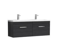 Balterley Millwich 2 Drawer Wall Hung Vanity Basin Unit, Black, 1200mm in Black Balterley Black