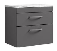 Balterley Millwich 2 Drawer Wall Hung Vanity Unit, Gloss Grey, 600mm in Grey Balterley Grey