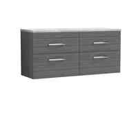 Balterley Millwich 4 Drawer Unit with Laminate, Anthracite Woodgrain, 1200mm in Grey Balterley Grey
