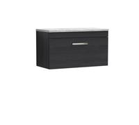 Balterley Millwich Contemporary 1 Drawer Wall Hung Vanity Unit With Laminate Black Galaxy Granite Worktop, Charcoal Black, 800mm
