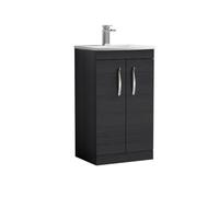 Balterley Millwich Contemporary 2 Door Floor Standing Vanity Unit With Curved Basin, Charcoal Black, 500mm