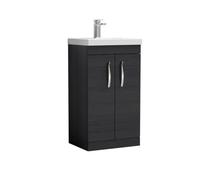 Balterley Millwich Contemporary 2 Door Floor Standing Vanity Unit With Thin Edge Basin, Charcoal Black, 500mm
