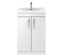 Balterley Millwich Contemporary 2 Door Vanity Basin Unit, Gloss White, 600mm in White Balterley White