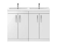 Balterley Millwich Contemporary 4 Door Floor Standing Vanity Unit With Basin, Gloss White, 1200mm