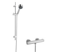 Balterley Minimalist Round Bar Valve Linear Slide Rail Kit Shower Set Chrome in Silver Balterley Silver