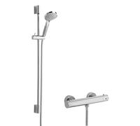 Balterley Minimalist Round Bar Valve Slimline Slide Rail Shower Set Chrome in Silver Balterley Silver