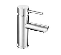 Balterly Bathroom Sink Taps, Mono Basin Mixer Tap with Push Button Waste, Single Lever Temperature Control Bathroom Tap, Round Body, Round Spout Basin Taps for Cloakroom - 52 x 131 x 150mm (Chrome)