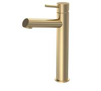 Balterley Tall Basin Mixer Tap, Mono Bathroom Taps, High Rise Monobloc Basin Sink Mixer Tap with Lever Handle, Round Body, Rounded Spout Sink Taps for Cloakroom - 52 x 195 x 293mm (Brushed Brass)