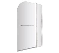 Balterley Modern 6mm Glass Reversible Shower Bath Screen Fixed Panel, 1433 x 998mm - Chrome