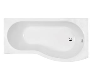 Balterley Modern B Shape Right Hand Shower Bath Tub with Leg Set, 1700mm - White Balterley White