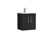 Balterley Modern Bathroom 2 Soft Close Door Wall Hung Vanity Unit, Black, 500mm in Black Balterley Black