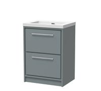 Balterley Modern Bathroom 2 Soft-Close Drawer Floor Fireclay Basin, Grey, 600mm in Grey Balterley Grey