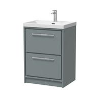 Balterley Bathroom 2 Soft Close Drawer Floor Vanity Unit Basin, Grey, 600mm in Grey Balterley Grey
