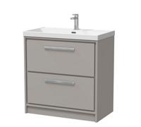 Balterley Modern Bathroom 2 Soft Close Drawer Floor Standing Vanity Unit & Rectangular Basin, Pebble Grey, 800mm