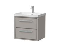 Balterley Modern Bathroom 2 Soft Close Drawer Wall Hung Vanity Unit & Rectangular Basin, Pebble Grey, 600mm