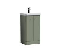 Balterley Modern Bathroom Floor 2 Door Vanity Unit Basin, Satin Green, 505mm in Green Balterley Green