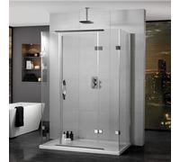 Balterley Modern Bathroom Inline Side Panel Clear Glass, 8mm Toughened Safety Glass & Brass Hinges, 900x1950mm