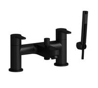 Balterley Modern Bathroom Round Deck Mounted Bath Shower Mixer Tap With Kit - Black