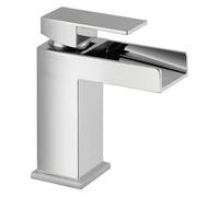 Balterley Modern Bathroom Single Lever Square Waterfall Spout Mono Basin Mixer Tap - Chrome