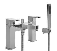 Balterley Modern Bathroom Soft Square Deck Mounted Bath Shower Mixer Tap - Chrome
